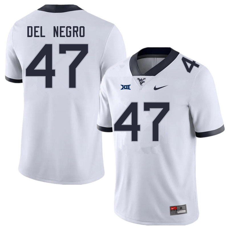 Men #47 Anthony Del Negro West Virginia Mountaineers College Football Jerseys Sale-White - Click Image to Close